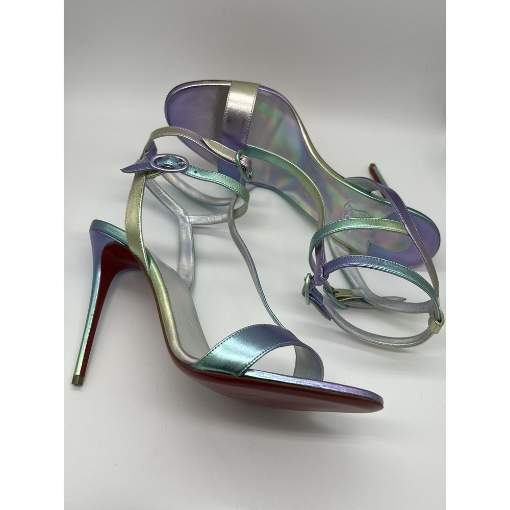 NEW Christian Louboutin Mara Multicolor Metallic ombré 100mm Sandals EU 40